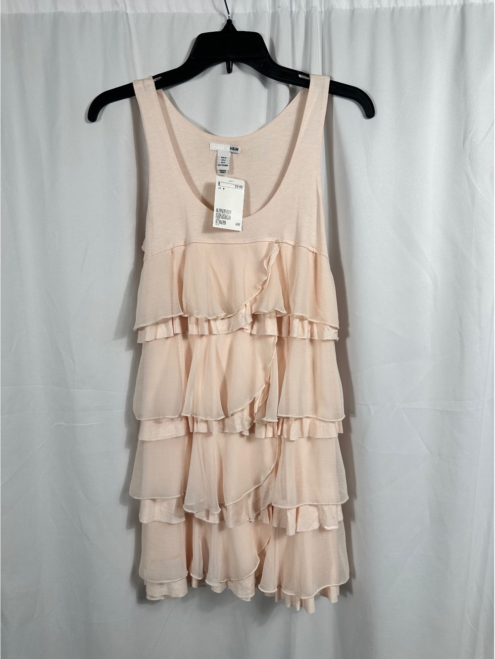 H&M Women's Peach Ruffle Sleeveless Dress Size Small